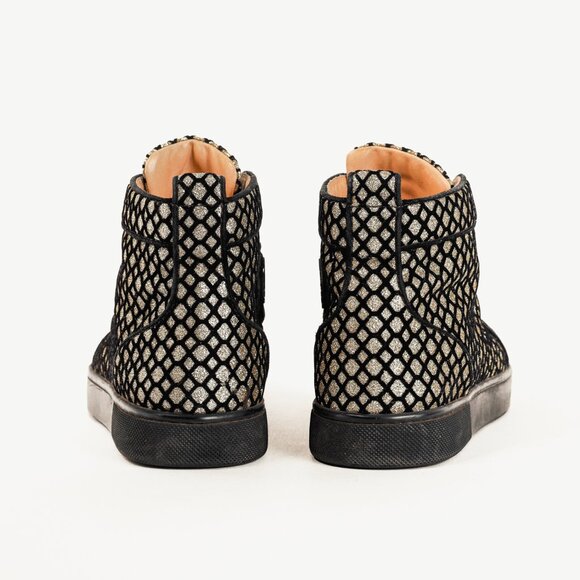 Christian Louboutin Rantus Orlato Black Glitter Gold High-Top Sneaker - Picture 3 of 11